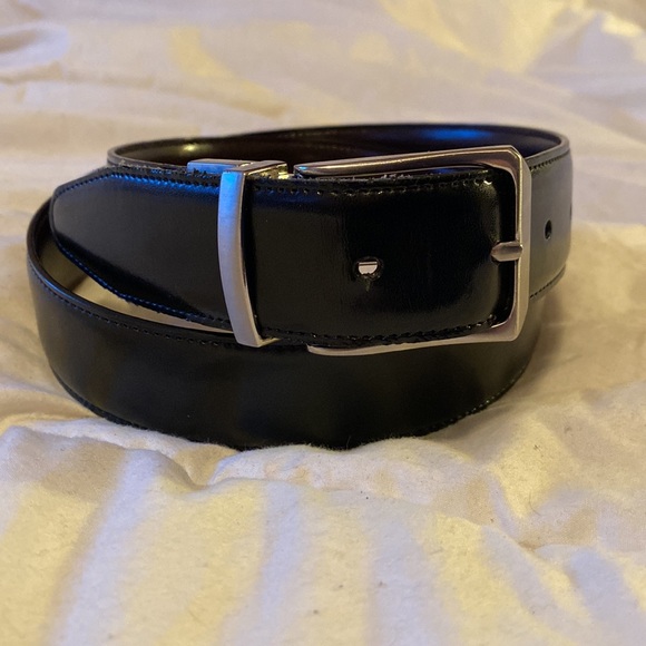 Perry Ellis mens belt. 30”. Dark brown. Chrome buckle. - Picture 2 of 2